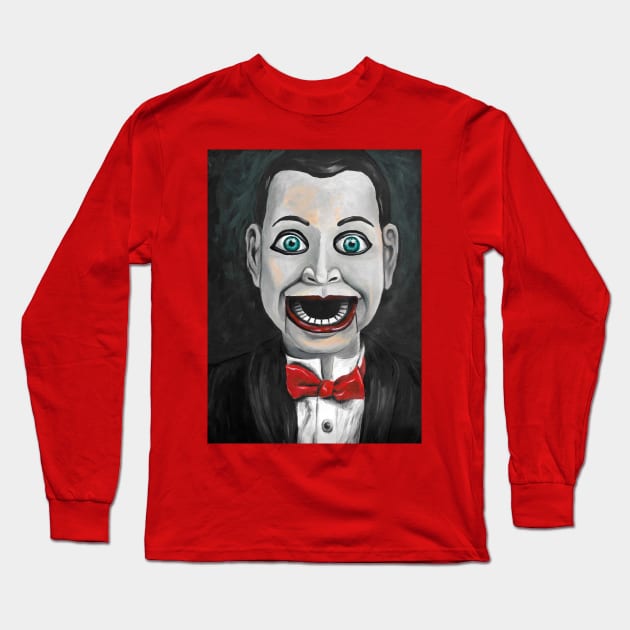 Creepy Scary Ventriloquist Dummy Doll Long Sleeve T-Shirt by Donnaistic